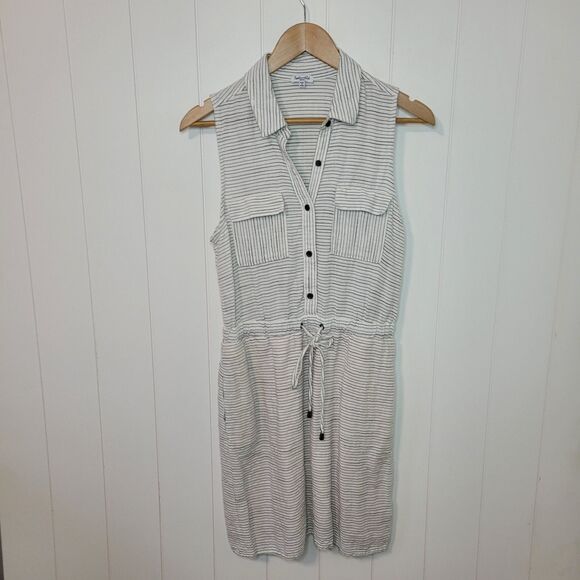 Splendid Dress Womens Size Small White Black Striped Sleeveless Smocked Summer - Picture 1 of 9